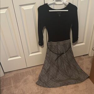 White House Black Market Black and Gray A-Line Dress